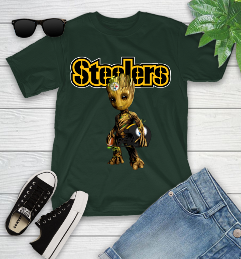 Pittsburgh Steelers NFL Football Groot Marvel Guardians Of The Galaxy Youth T-Shirt 5