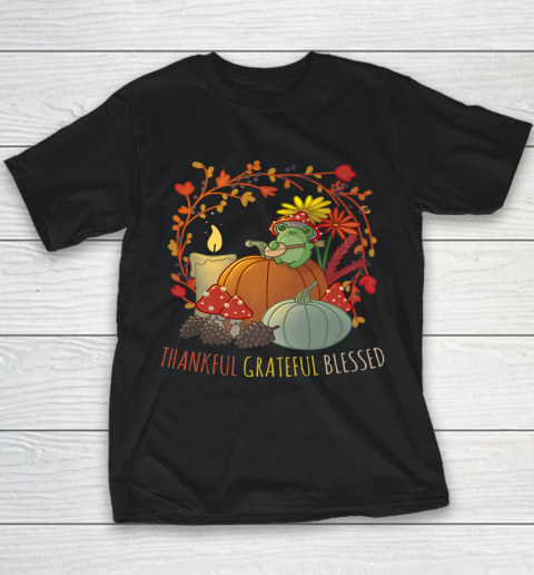 Thankful Grateful Blessed Kawaii Cottagecore Aesthetic Frog Youth T-Shirt