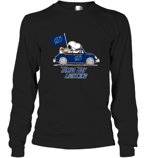 Snoopy And Woodstock Ride The Tampa Bay Lightnings Car lwmm snoopy and woodstock ride the tampa bay lightnings car long sleeve tee 14 front black