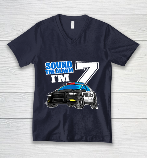 Kids Police Car 7th Birthday Shirt Boy 7 Cop Policeman Officer 7 Year Old V-Neck T-Shirt 2