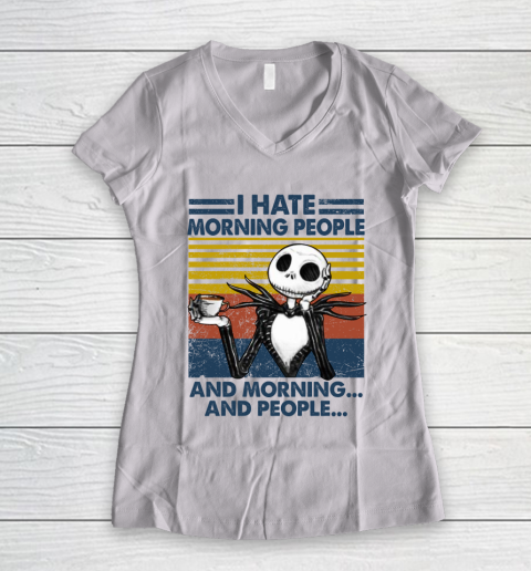 Jack Skellington Halloween that's what i do i drink coffee i hate people and i know things vintage retro Women's V-Neck T-Shirt