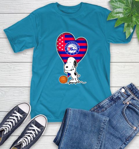 Philadelphia 76ers NBA Basketball The Peanuts Movie Adorable Snoopy T-Shirt 8