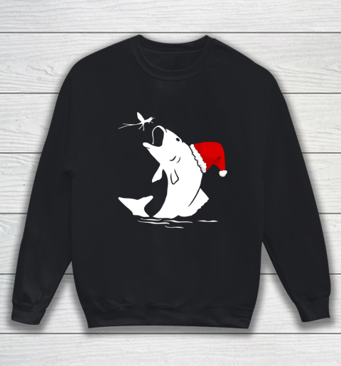 Bass Fishing Santa Hat Christmas Pajama Tshirt For Fishermen Sweatshirt