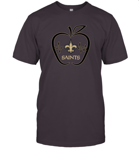 Apple Heartbeat Teacher Symbol New Orleans Saints Unisex Jersey Tee