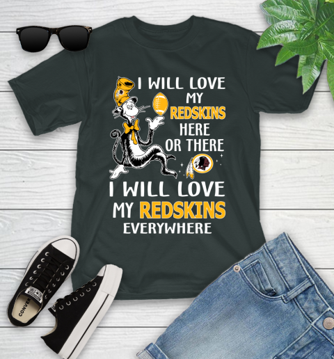 NFL Football Washington Redskins I Will Love My Redskins Everywhere Dr Seuss Shirt Youth T-Shirt 5