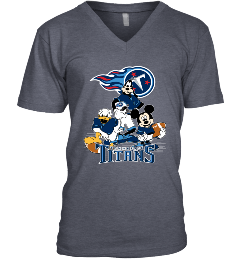 NFL Tennessee Titans Mickey Mouse Donald Duck Goofy Football T Shirt tR4Sn3B3Rty v neck unisex 8 95 151514 front heather navy