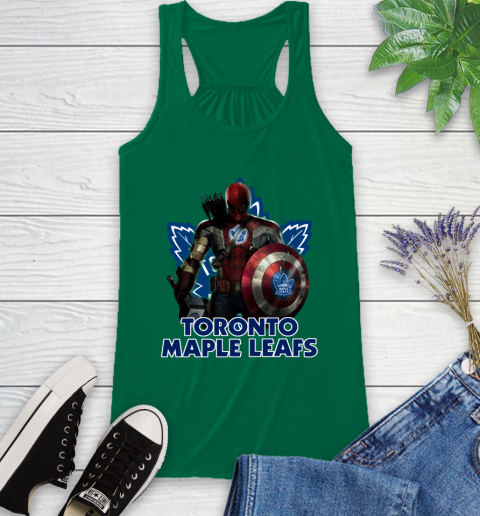 NHL Captain America Thor Spider Man Hawkeye Avengers Endgame Hockey Toronto Maple Leafs Racerback Tank 7