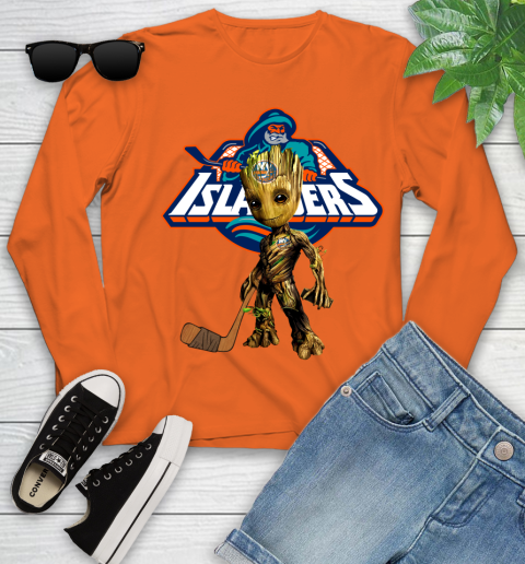 New York Islanders NHL Hockey Groot Marvel Guardians Of The Galaxy Youth Long Sleeve 4
