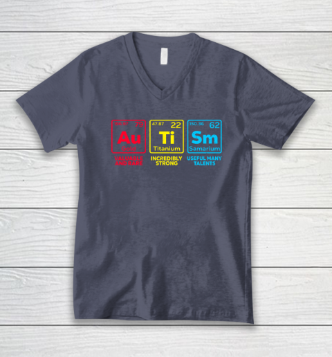 Autism Awareness Elements Periodic Table V-Neck T-Shirt 6