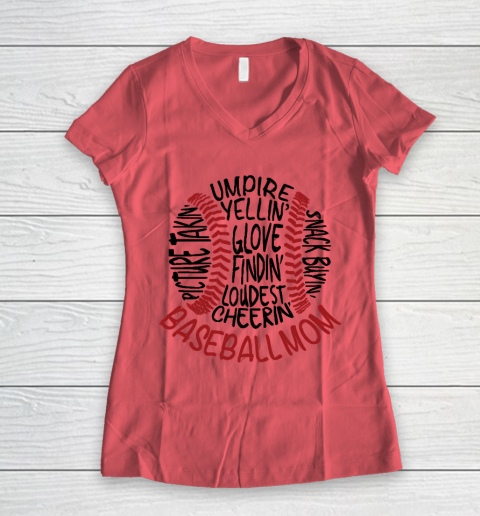 Mother's Day Funny Gift Ideas Apparel  Baseball Mom 2 T Shirt Women's V-Neck T-Shirt 3