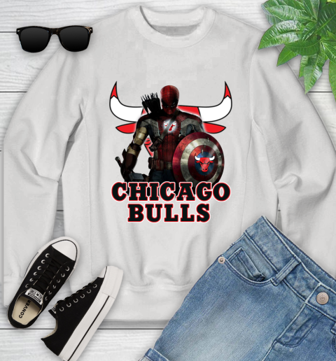 Chicago Bulls NBA Basketball Captain America Thor Spider Man Hawkeye Avengers Youth Sweatshirt