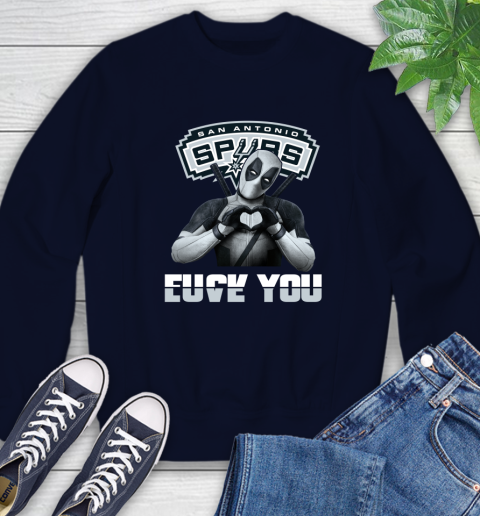 NBA San Antonio Spurs Deadpool Love You Fuck You Basketball Sports Sweatshirt 2