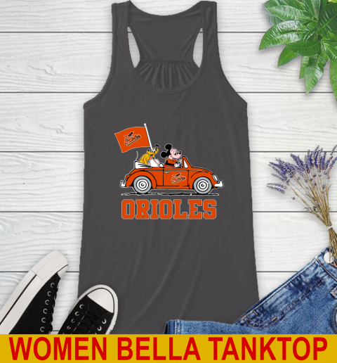 MLB Baseball Baltimore Orioles Pluto Mickey Driving Disney Shirt Racerback Tank 12