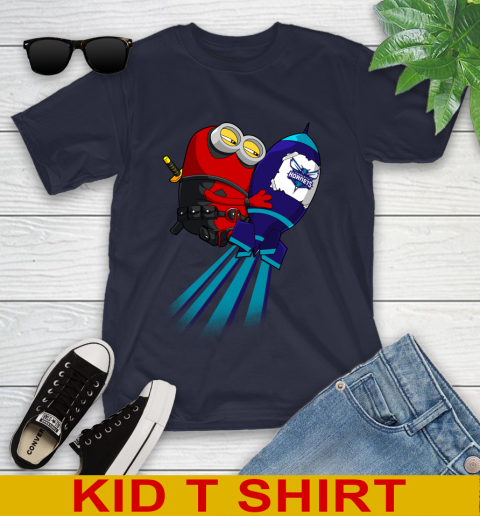 NBA Basketball Charlotte Hornets Deadpool Minion Marvel Shirt Youth T-Shirt 2