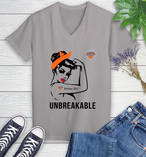 NBA New York Knicks Girl Unbreakable Basketball Sports Women's V-Neck T-Shirt 2