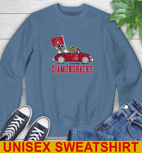 MLB Baseball Arizona Diamondbacks Darth Vader Baby Yoda Driving Star Wars Shirt Sweatshirt 8