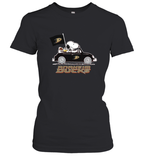 Snoopy And Woodstock Ride The Aheim Ducks Car NhL Women's T-Shirt