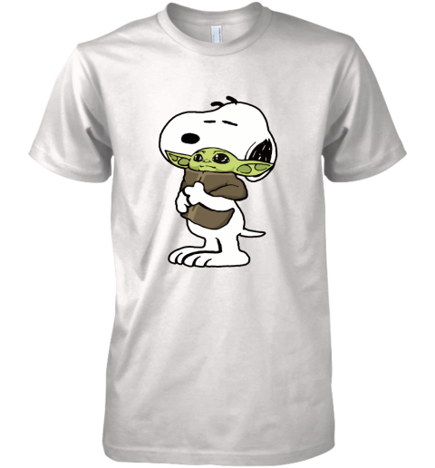 Snoopy Hugging Baby Yoda Premium Men's T-Shirt