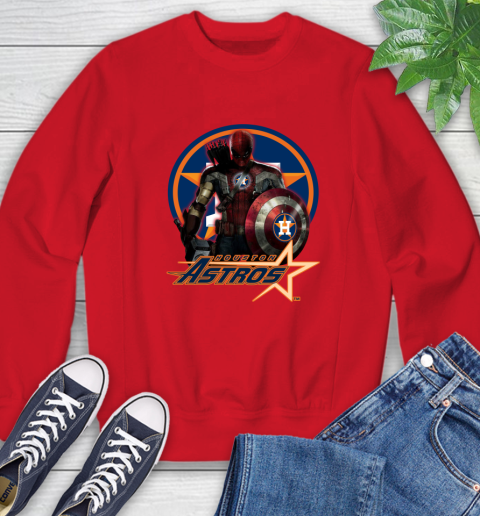 MLB Captain America Thor Spider Man Hawkeye Avengers Endgame Baseball Houston Astros Sweatshirt 10