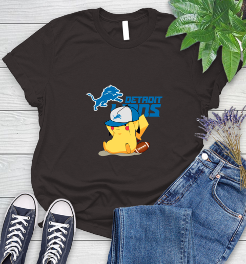 NFL Pikachu Football Sports Detroit Lions Women's T-Shirt 8