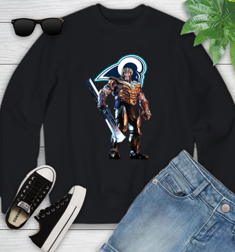 NFL Thanos Gauntlet Avengers Endgame Football Los Angeles Rams Youth Sweatshirt 2