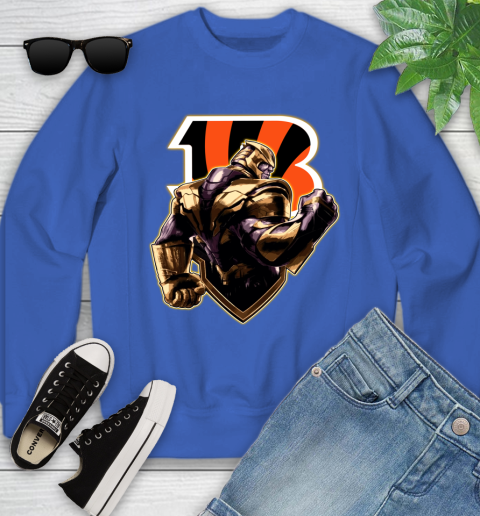 NFL Thanos Avengers Endgame Football Sports Cincinnati Bengals Youth Sweatshirt 8