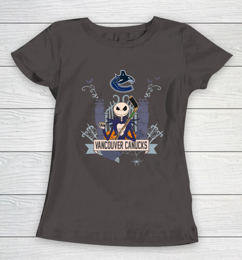 NHL Vancouver Canucks Hockey Jack Skellington Halloween Women's T-Shirt 7