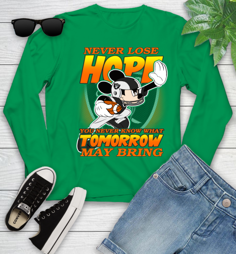 Oakland Raiders NFL Football Mickey Disney Never Lose Hope Youth Long Sleeve 7