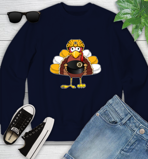Boston Bruins Turkey Thanksgiving Day Youth Sweatshirt 3