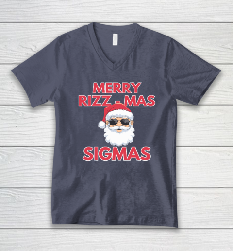 Merry Rizz Mas Sigmas Gen Alpha Middle School Christmas V-Neck T-Shirt 6