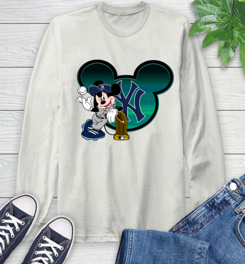 MLB New York Yankees The Commissioner's Trophy Mickey Mouse Disney Long Sleeve T-Shirt 12
