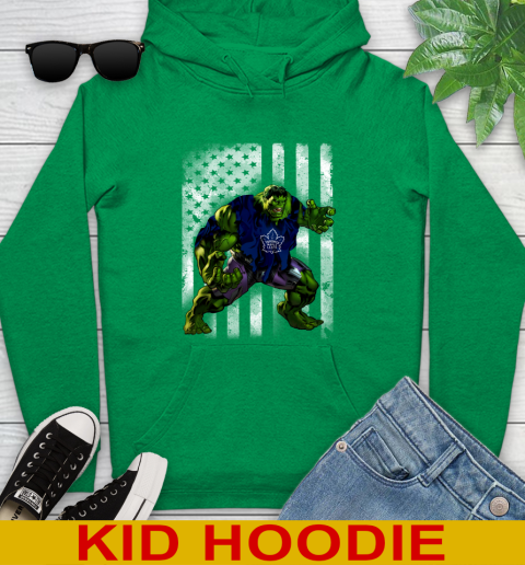 Toronto Maple Leafs Hulk Marvel Avengers NHL Hockey American Flag Youth Hoodie 8