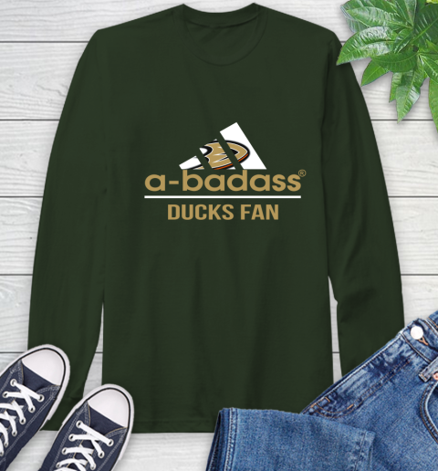 NHL A Badass Anaheim Ducks Fan Adidas Hockey Sports Long Sleeve T-Shirt 7