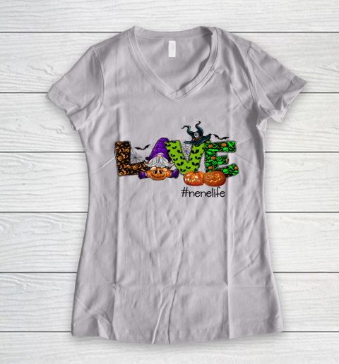 Love gnome pumpkin T Shirt tshirt halloween grandma Women's V-Neck T-Shirt