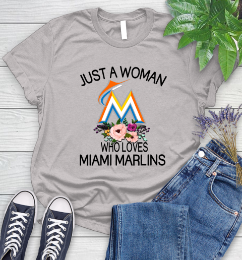 MLB Just A Woman Who Loves Miami Marlins Baseball Sports Women's T-Shirt 10