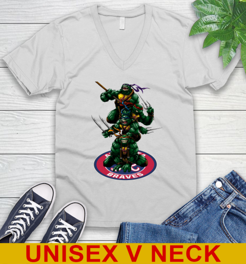 MLB Baseball Atlanta Braves Teenage Mutant Ninja Turtles Shirt V-Neck T-Shirt
