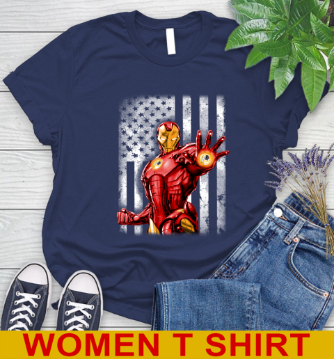 Washington Redskins NFL Football Iron Man Avengers American Flag Shirt Women's T-Shirt - Image 13