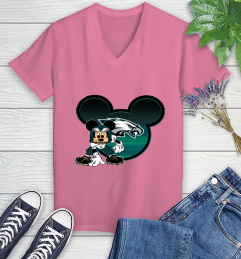 NFL Philadelphia Eagles Mickey Mouse Disney Football T Shirt Women's V-Neck T-Shirt 13
