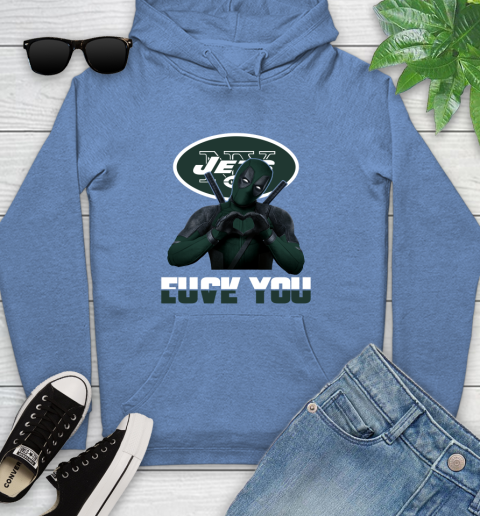 NHL New York Jets Deadpool Love You Fuck You Football Sports Youth Hoodie 13