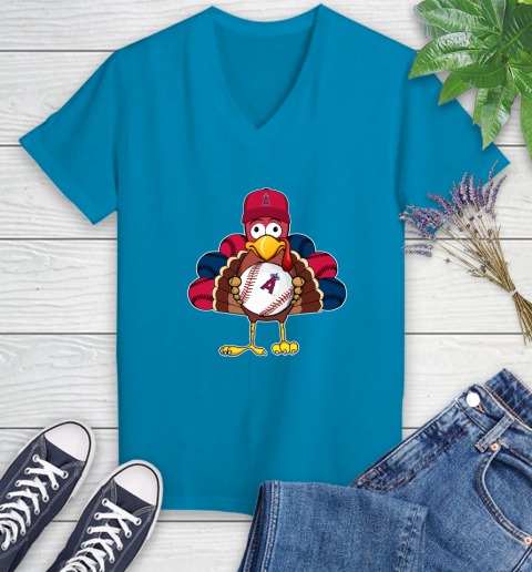 Los Angeles Angels Turkey thanksgiving Women's V-Neck T-Shirt 7