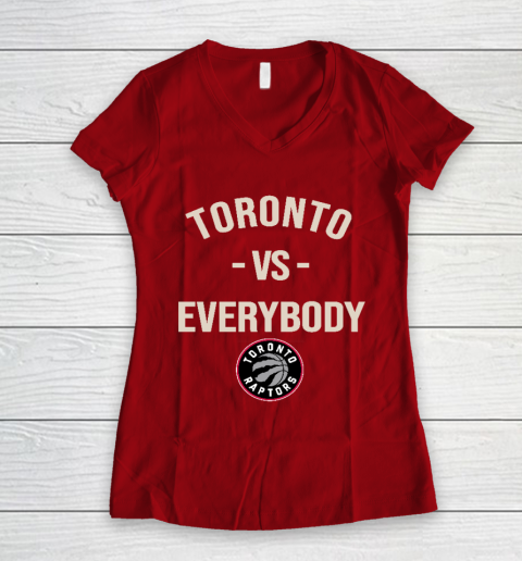 Toronto Raptors Vs Everybody Women's V-Neck T-Shirt 8