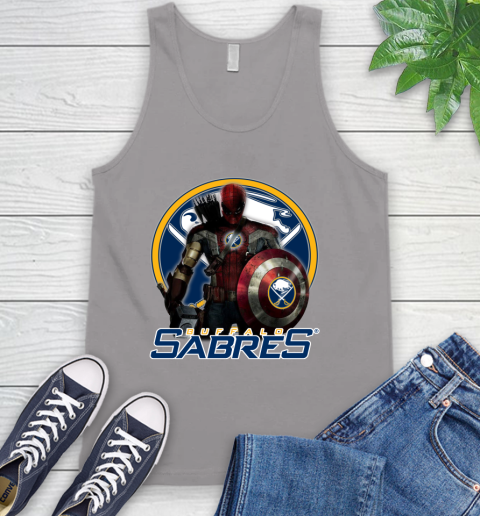 NHL Captain America Thor Spider Man Hawkeye Avengers Endgame Hockey Buffalo Sabres Tank Top 4