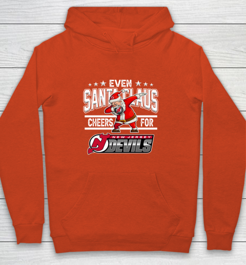 New Jersey Devils Even Santa Claus Cheers For Christmas NHL Youth Hoodie 3