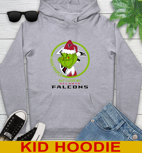 Atlanta Falcons NFL Christmas Grinch I Hate People But I Love My Favorite Football Team Youth Hoodie 6