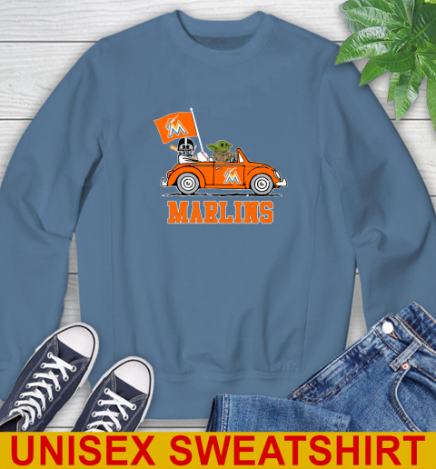 MLB Baseball Miami Marlins Darth Vader Baby Yoda Driving Star Wars Shirt Sweatshirt 8