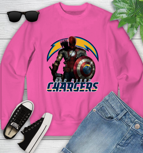 NFL Captain America Thor Spider Man Hawkeye Avengers Endgame Football San Diego Chargers Youth Sweatshirt 7