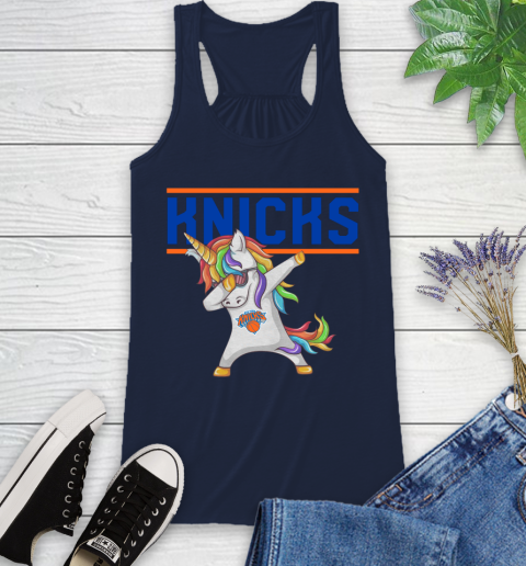 New York Knicks NBA Basketball Funny Unicorn Dabbing Sports Racerback Tank 12