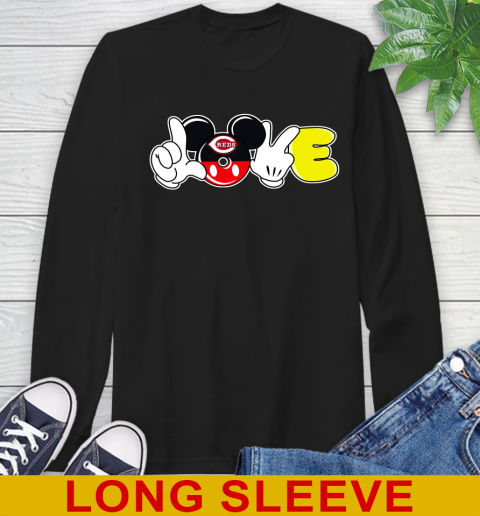 Cincinnati Reds MLB Baseball Love Mickey Disney Sports Long Sleeve T-Shirt 2
