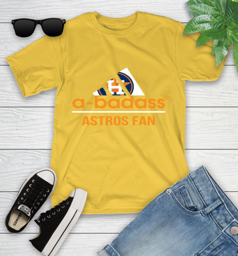 MLB A Badass Houston Astros Fan Adidas Baseball Sports Youth T-Shirt 10