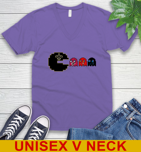 New Orleans Saints NFL Football Pac Man Champion V-Neck T-Shirt 9